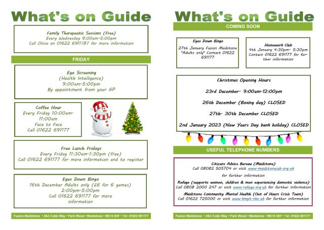 What’s On Guide – Fusion Maidstone